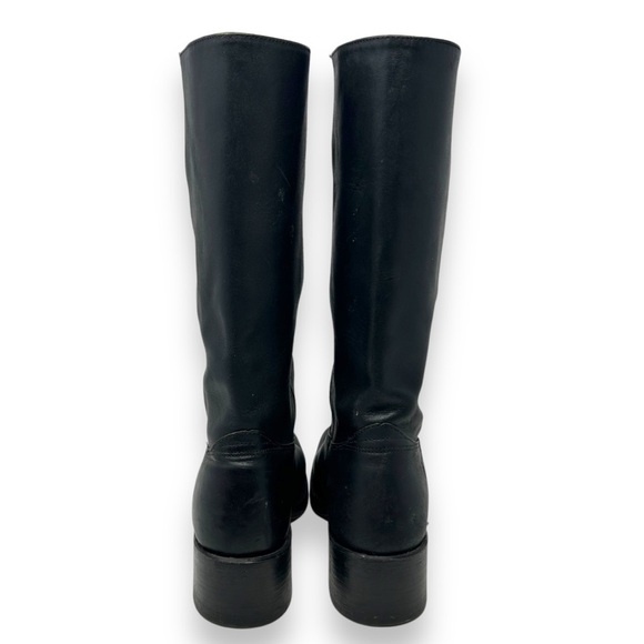 FRYE Campus Leather Stacked Heel Riding Boots Black 9.5 Women’s - Picture 5 of 13